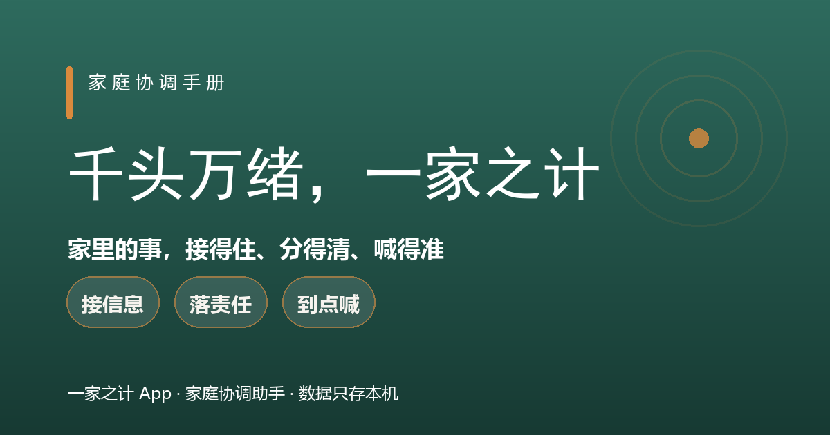 一家之计 · 千头万绪，一家之计